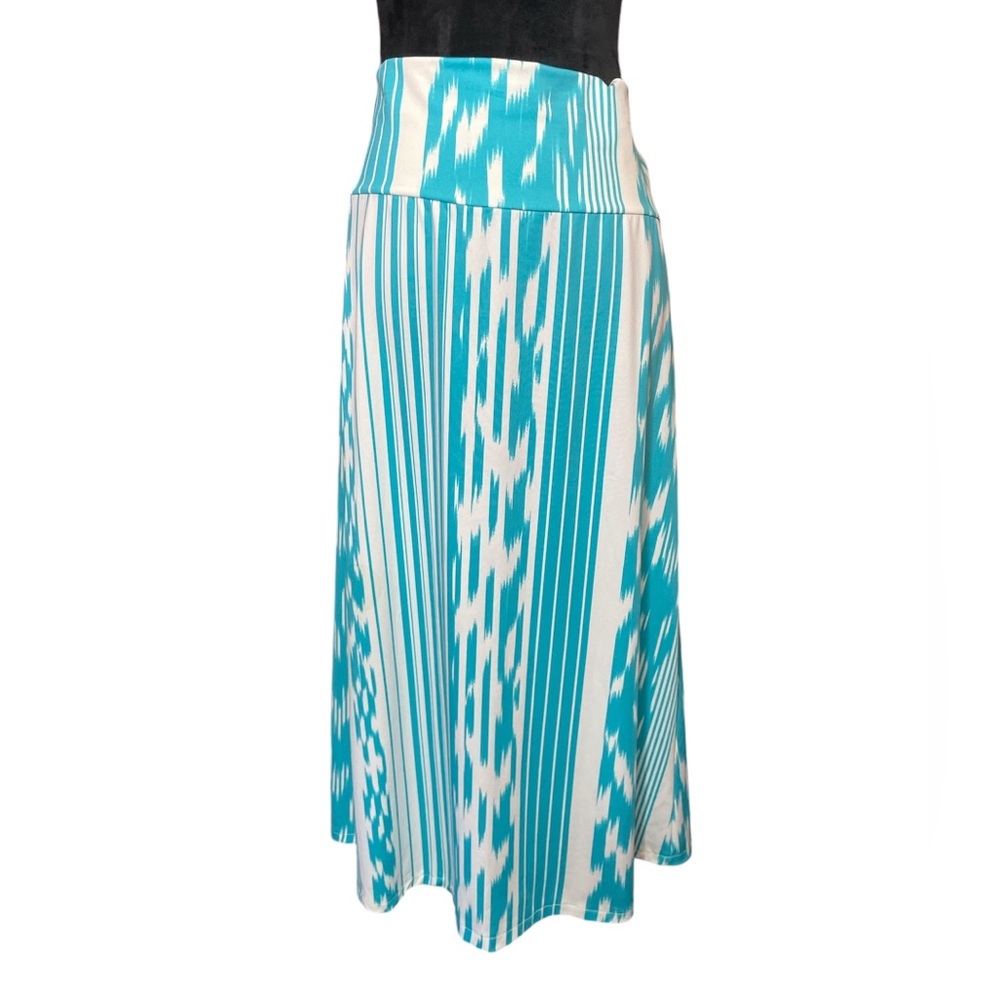 Hālo Teal & White Maxi Skirt